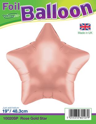 19inch Rose Gold Star Packaged - Foil Balloons